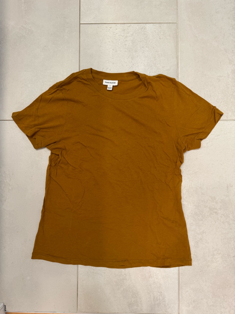 Frank and Oak Crew Neck T-Shirt in Mustard